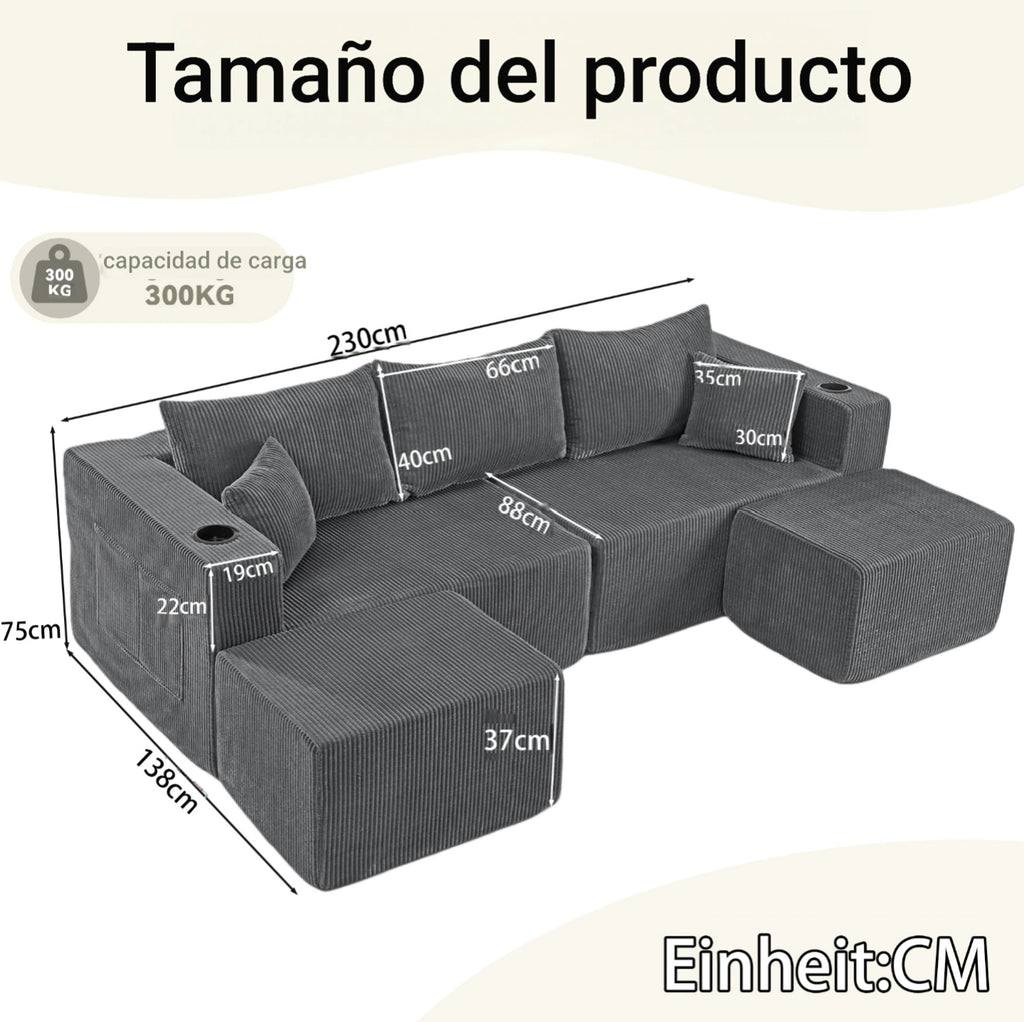 🛋️ Sofá modular modelo Titan de alta calidad con espuma 55D – Confort superior y gran resistencia