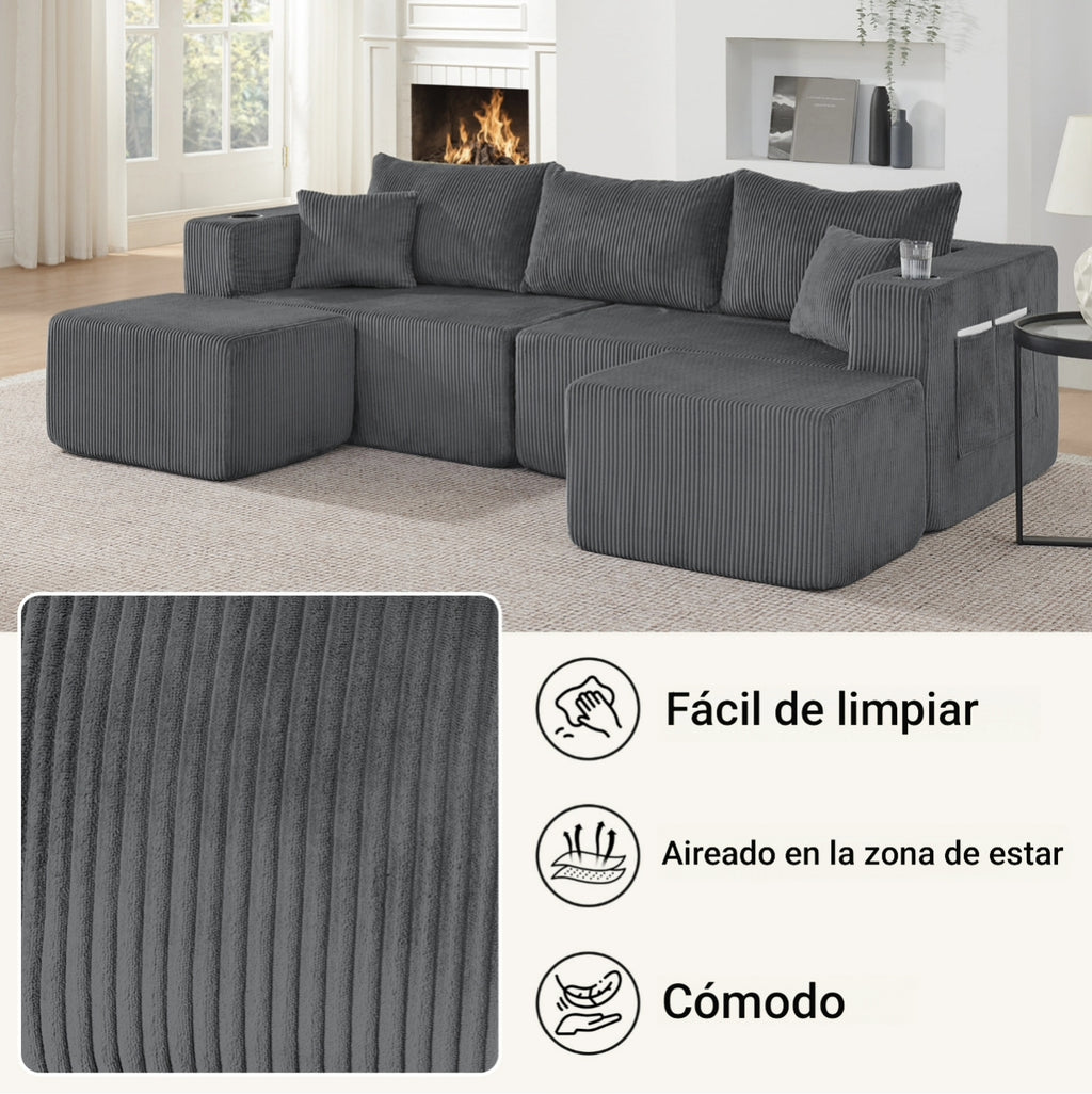 🛋️ Sofá modular modelo Titan de alta calidad con espuma 55D – Confort superior y gran resistencia