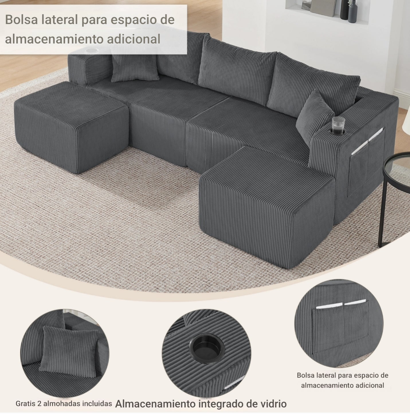 🛋️ Sofá modular modelo Titan de alta calidad con espuma 55D – Confort superior y gran resistencia