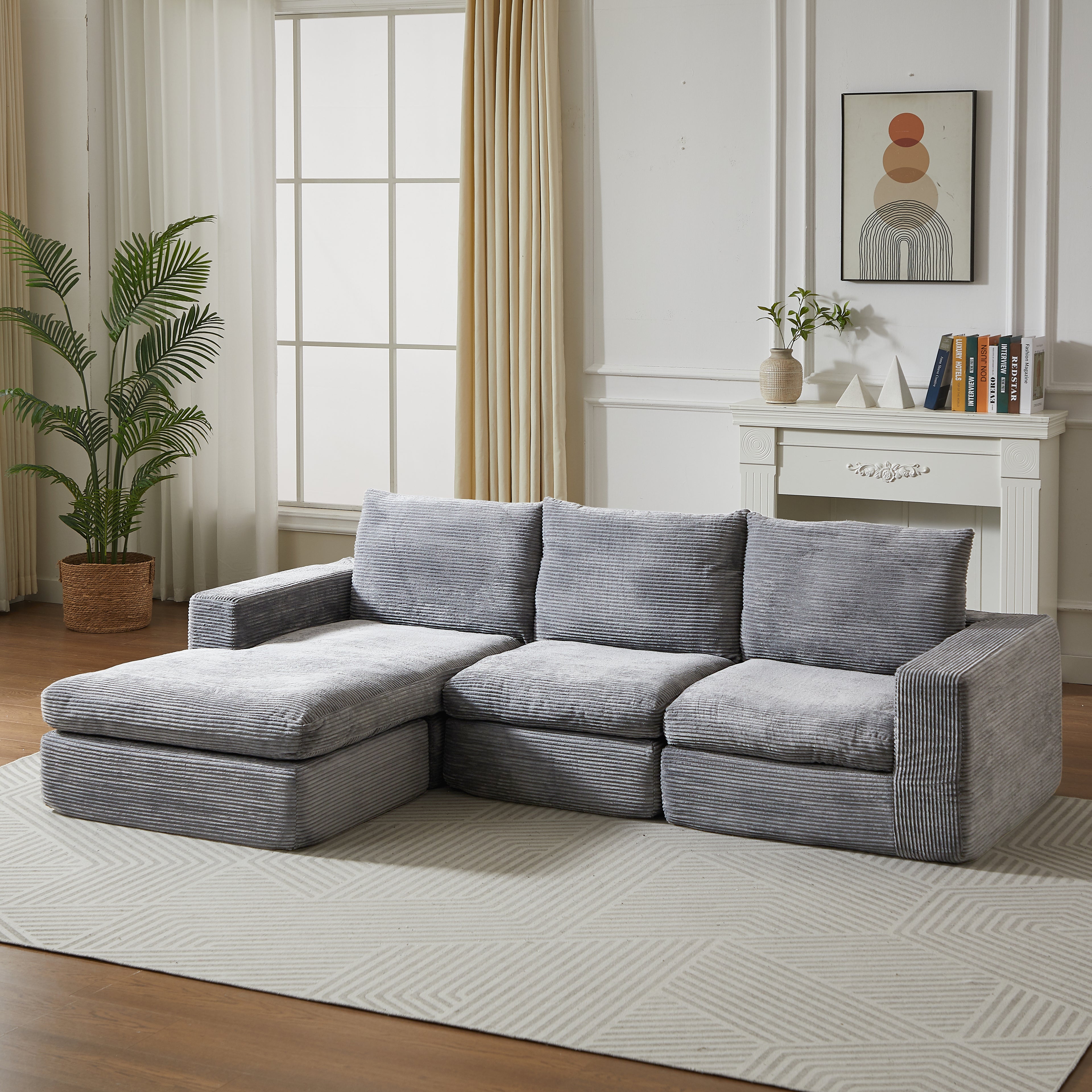 Sofá Modular premium modelo Roma long - con espuma de alta densidad 55D HR y asientos efecto nube