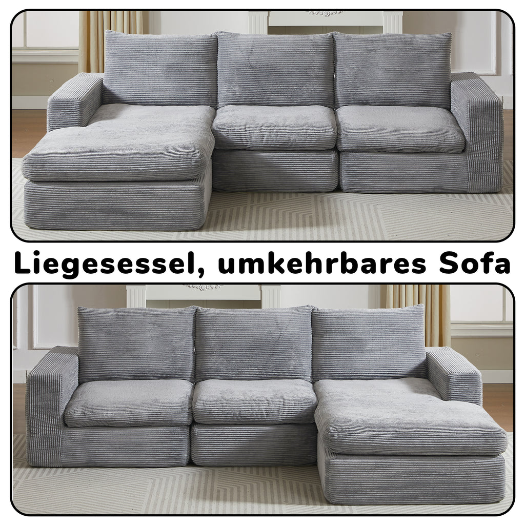 Sofá Modular premium modelo Roma long - con espuma de alta densidad 55D HR y asientos efecto nube