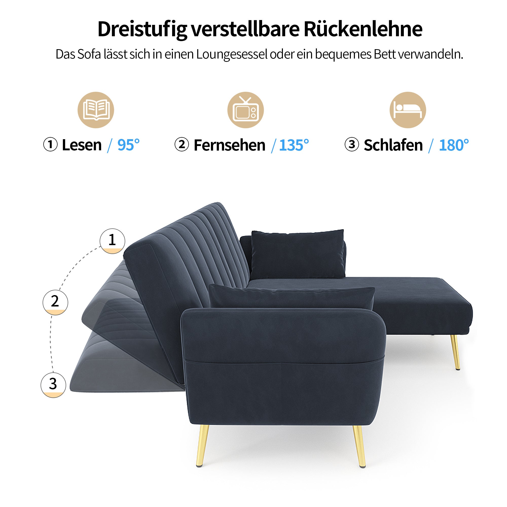 🛋️ Sofá cama Modelo ÉLYSÉE CHAISE
