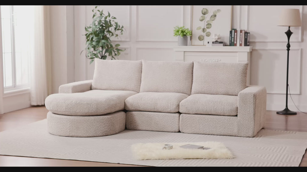 Sofá modular de diseño Nuvola Luxe. en chenilla premium y espuma de alta densidad 55D HR