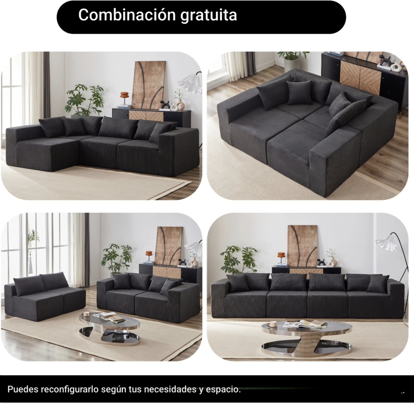 Sofá modular premium modelo milano modular con espuma de alta densidad 55D HR