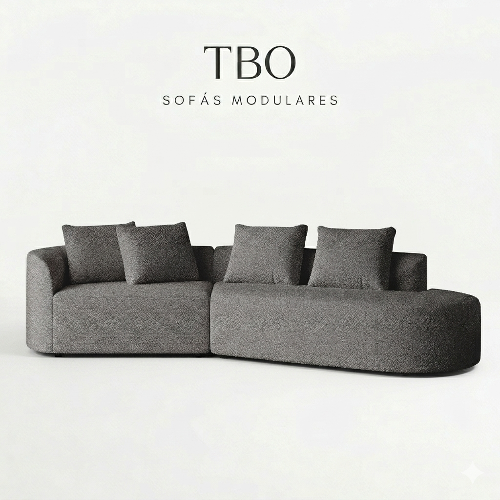 Sofá Modular Modelo TBO Exclusive,  diseño único y premium con espuma de alta densidad 55D HR y chenilla Bélga