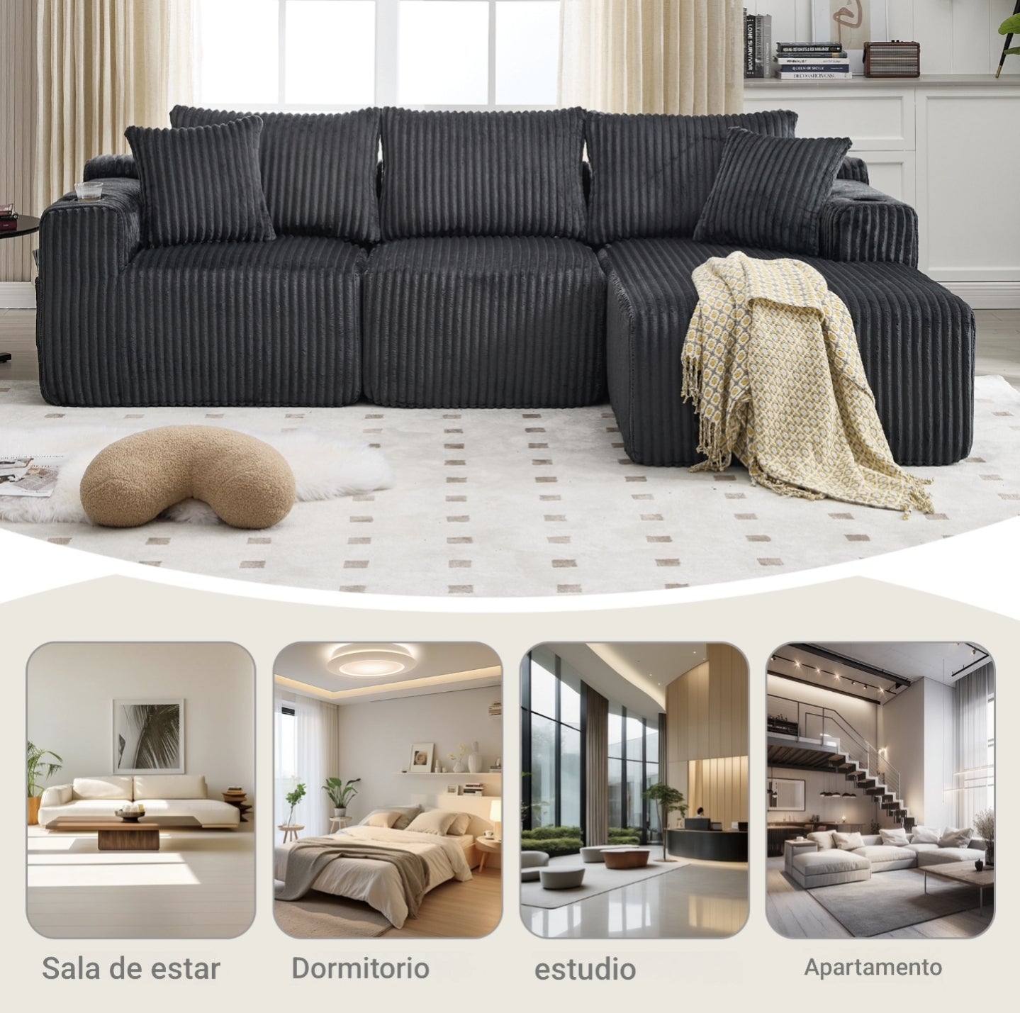 Sofá modular premium  Velvet-Tech 55D  La Ingeniería del Descanso Definitivo
