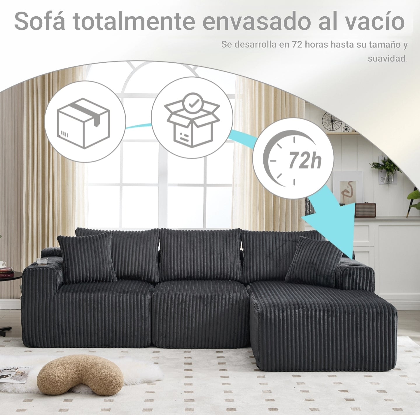 Sofá modular premium  Velvet-Tech 55D  La Ingeniería del Descanso Definitivo