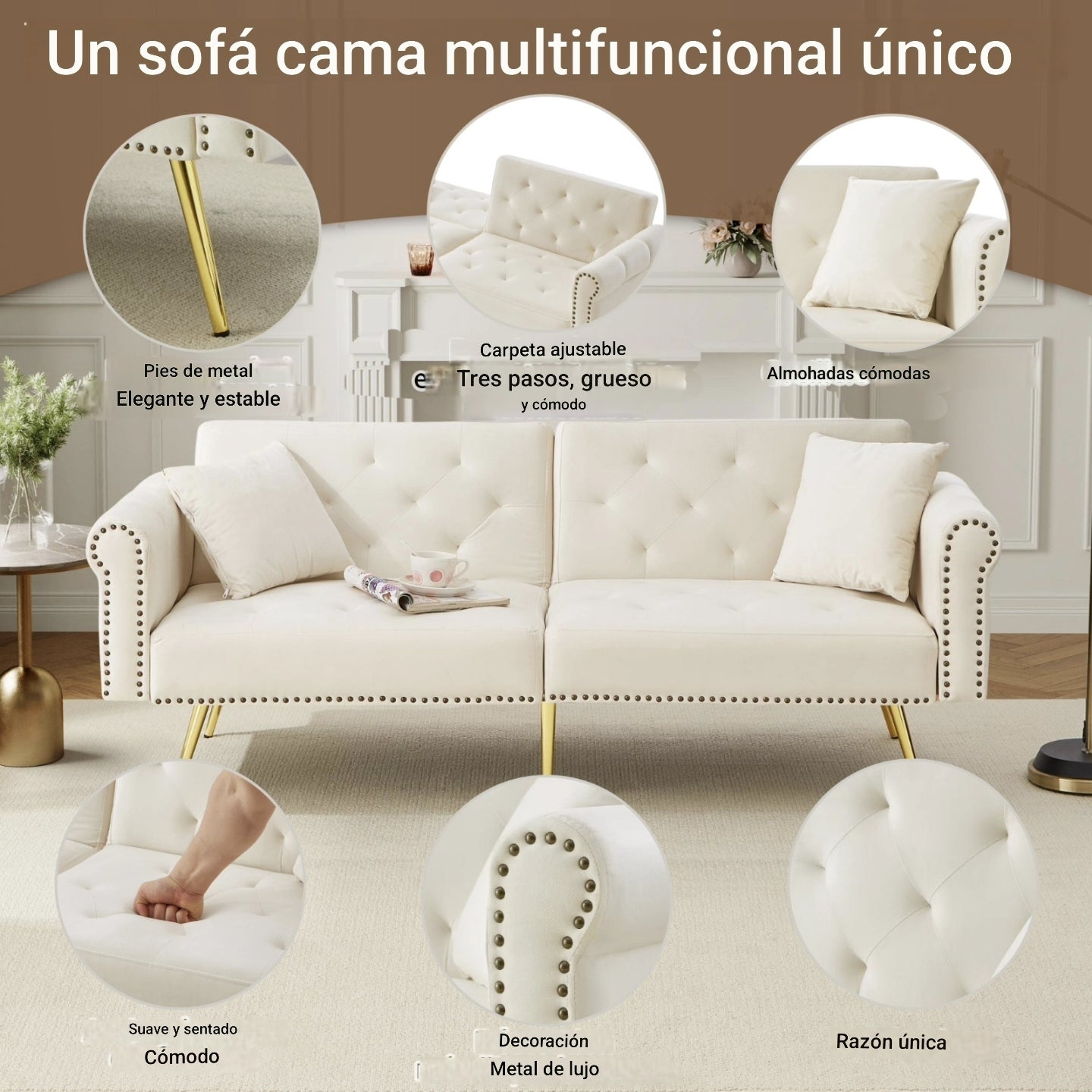 Sofá Cama Nord-Confort: Elegancia Neoclásica y Versatilidad Total