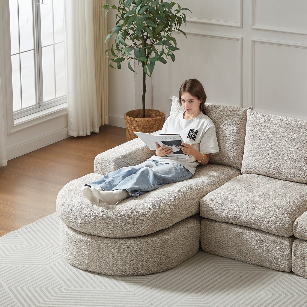 Sofá modular de diseño Nuvola Luxe. en chenilla premium y espuma de alta densidad 55D HR