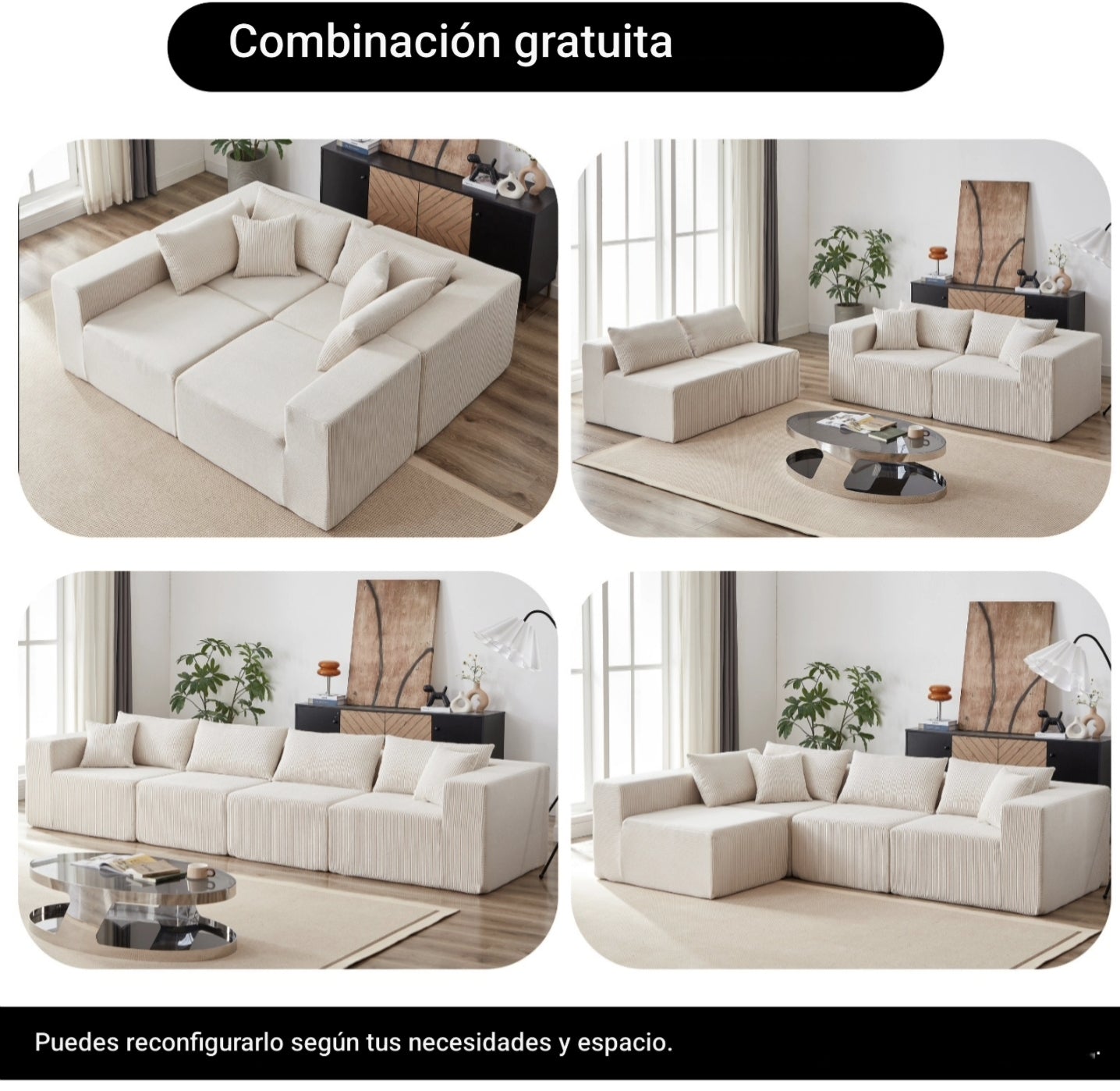 Sofá modular premium modelo milano modular con espuma de alta densidad 55D HR