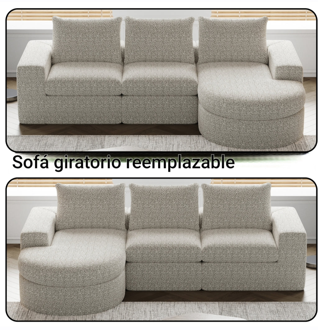 Sofá modular de diseño Nuvola Luxe. en chenilla premium y espuma de alta densidad 55D HR