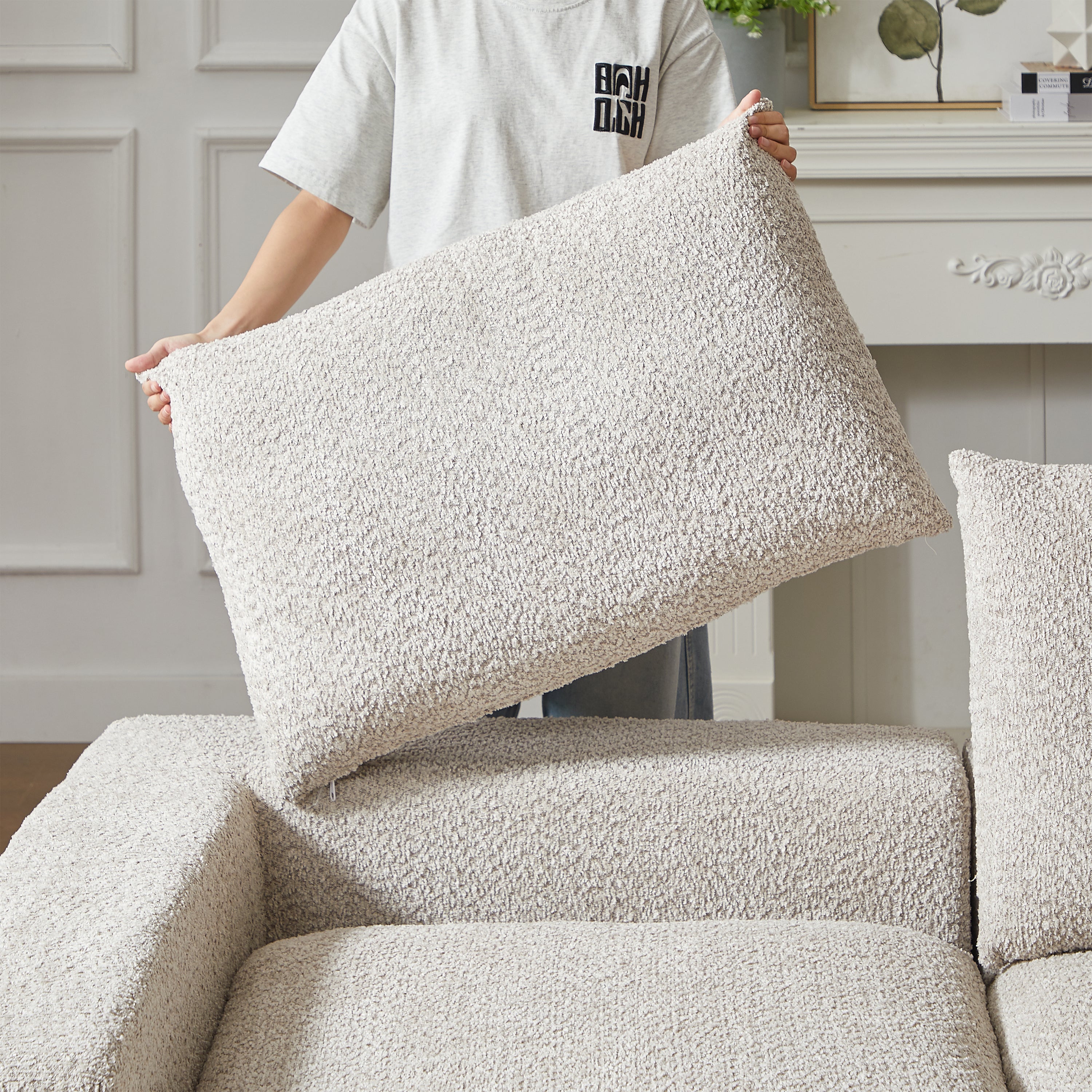 Sofá modular de diseño Nuvola Luxe. en chenilla premium y espuma de alta densidad 55D HR
