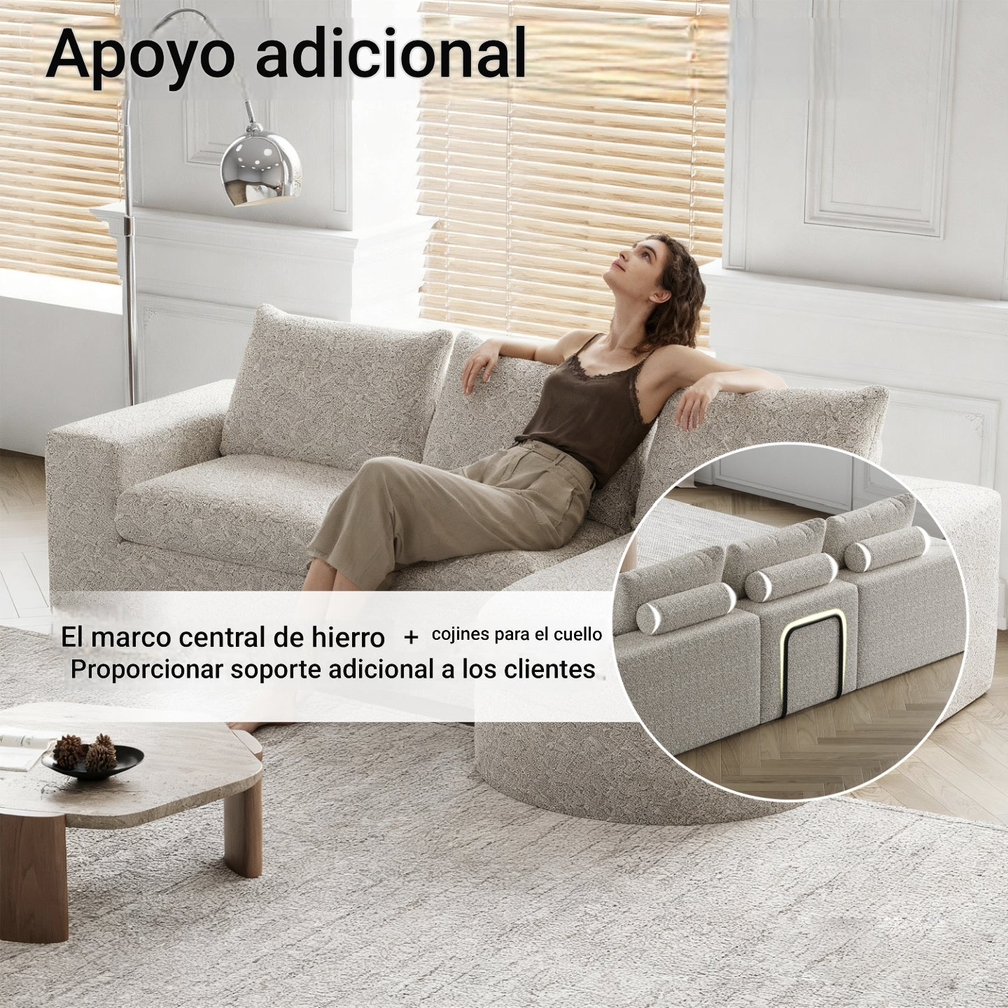Sofá modular de diseño Nuvola Luxe. en chenilla premium y espuma de alta densidad 55D HR