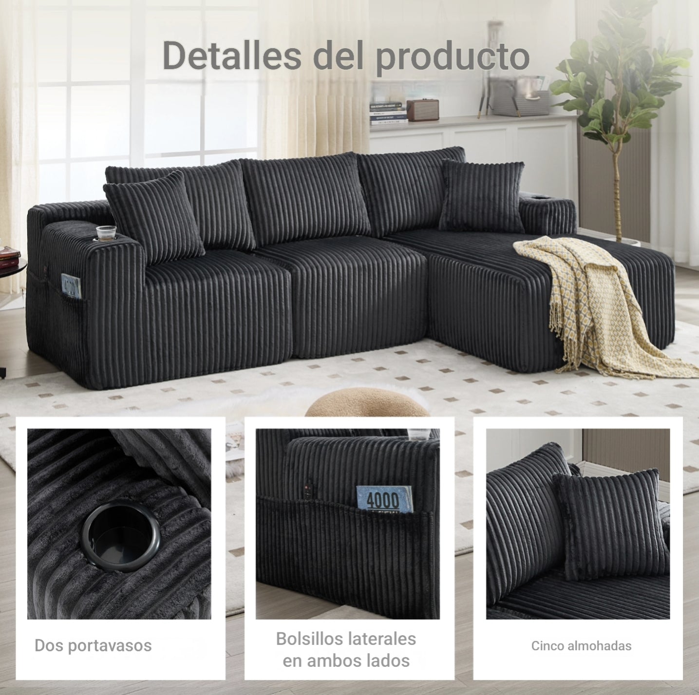 Sofá modular premium  Velvet-Tech 55D  La Ingeniería del Descanso Definitivo