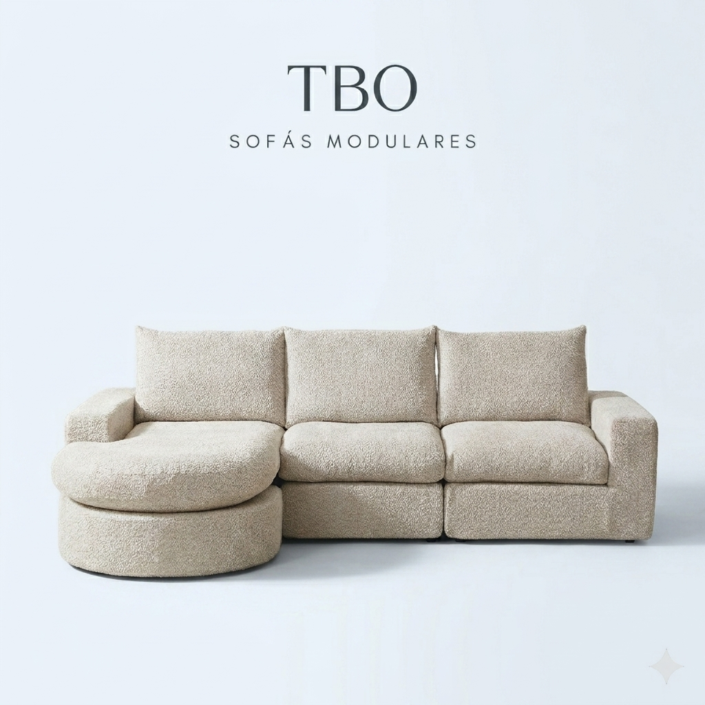 Sofá modular de diseño Nuvola Luxe. en chenilla premium y espuma de alta densidad 55D HR