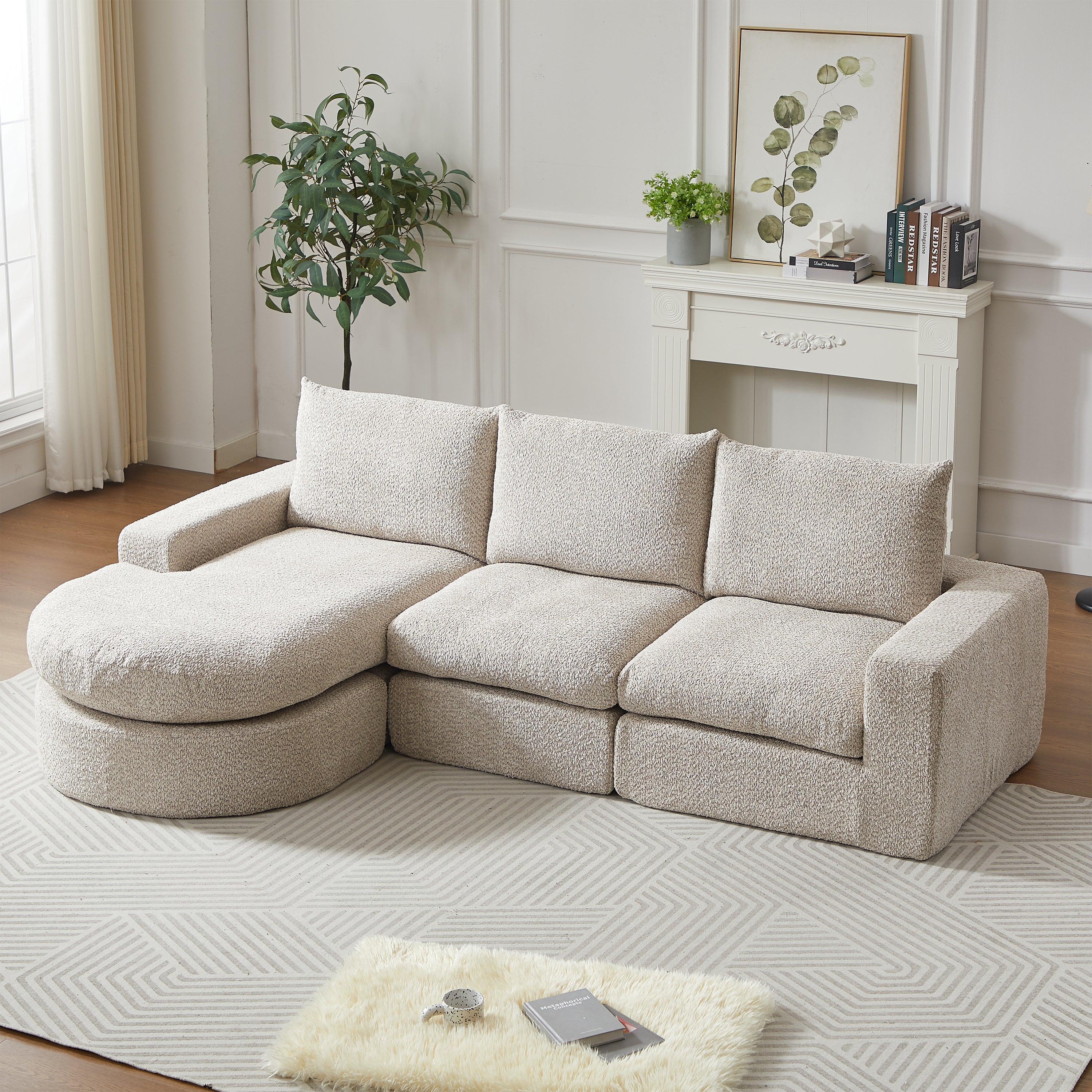 Sofá modular de diseño Nuvola Luxe. en chenilla premium y espuma de alta densidad 55D HR