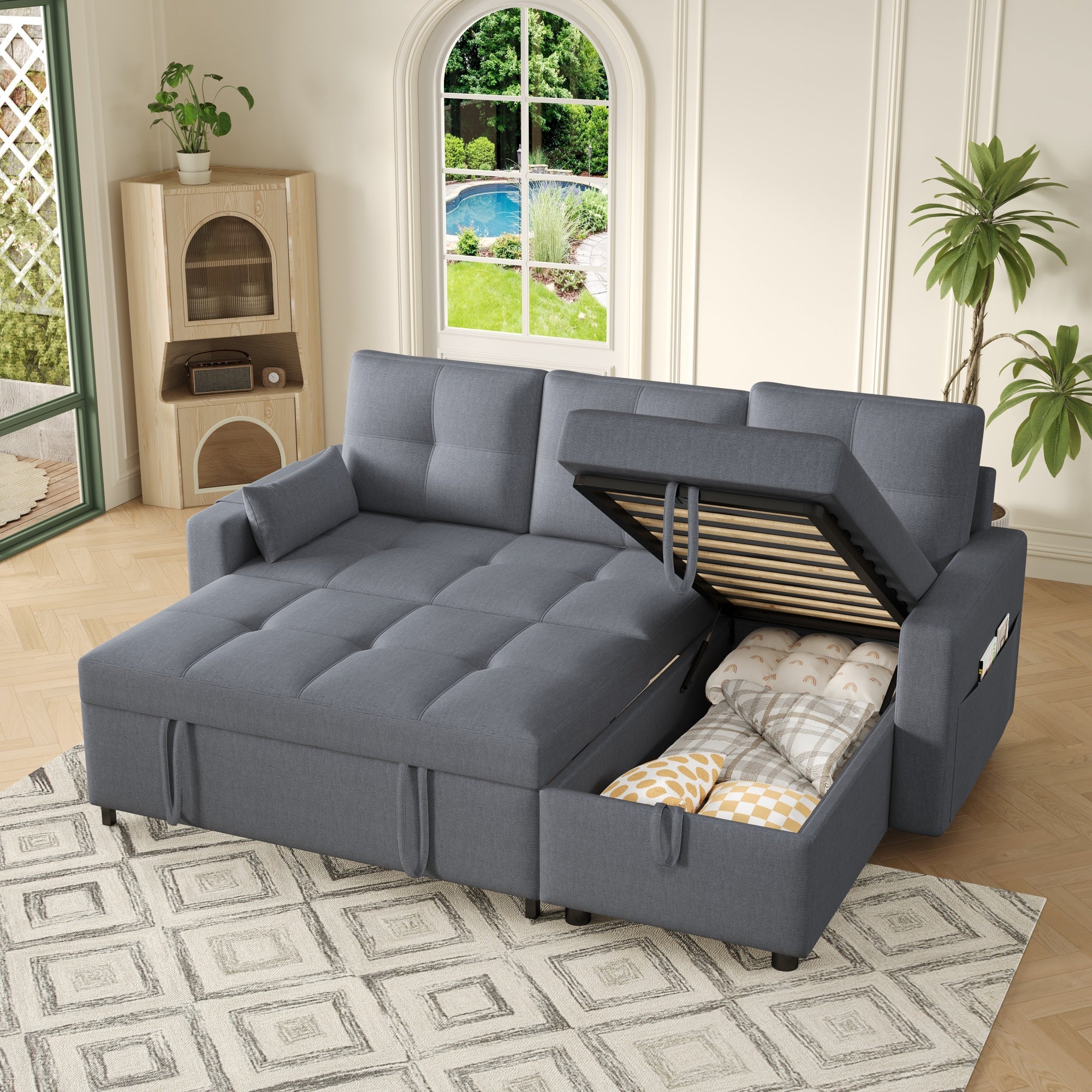 Sofá Cama Modular Multifuncional con Chaise Longue Reversible