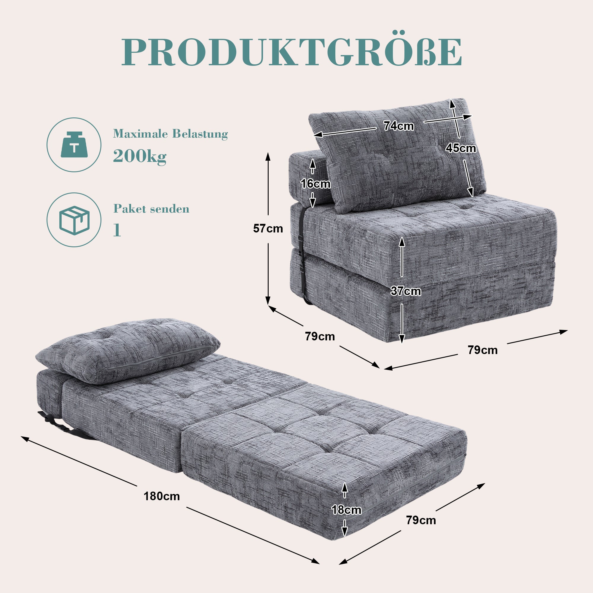 Modulo de sofá individual convertible TBO flod